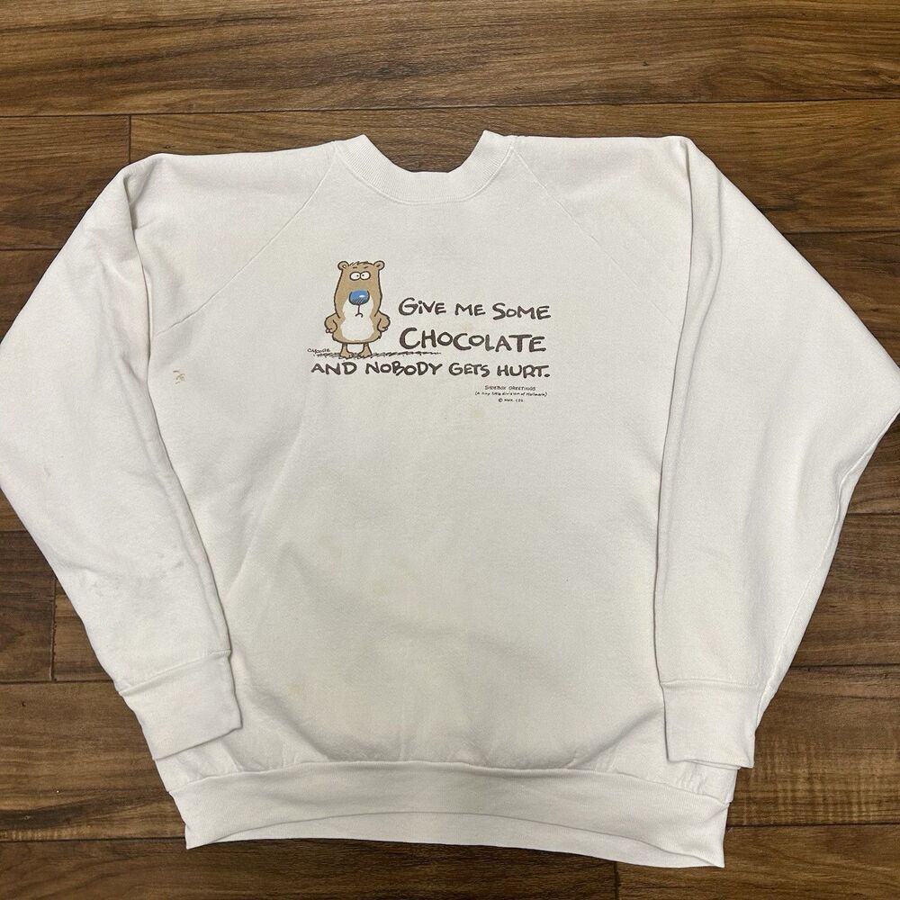 Vintage 90s Shoebox Greetings Sweatshirt Crewneck Give Me Chocolate Hallmark